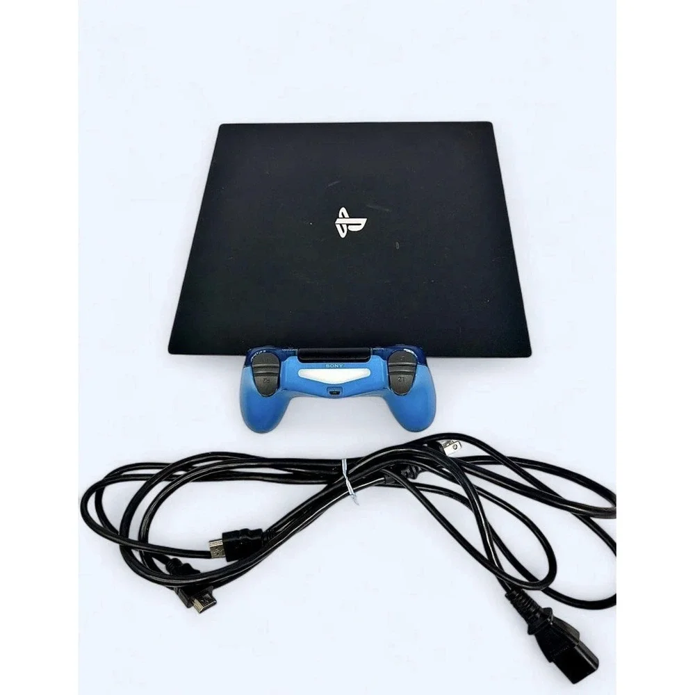 Sony PlayStation 4 Pro 1TB 4K UHD Black w/ Blue DualShock 4 & Cords